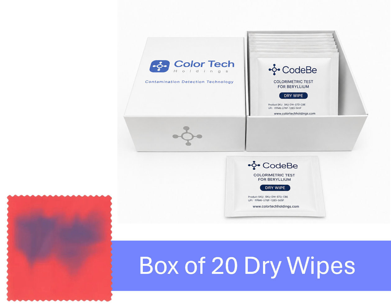Box of 20 (Evaluation kit) - CodeBe - Beryllium Detection Dry Wipes