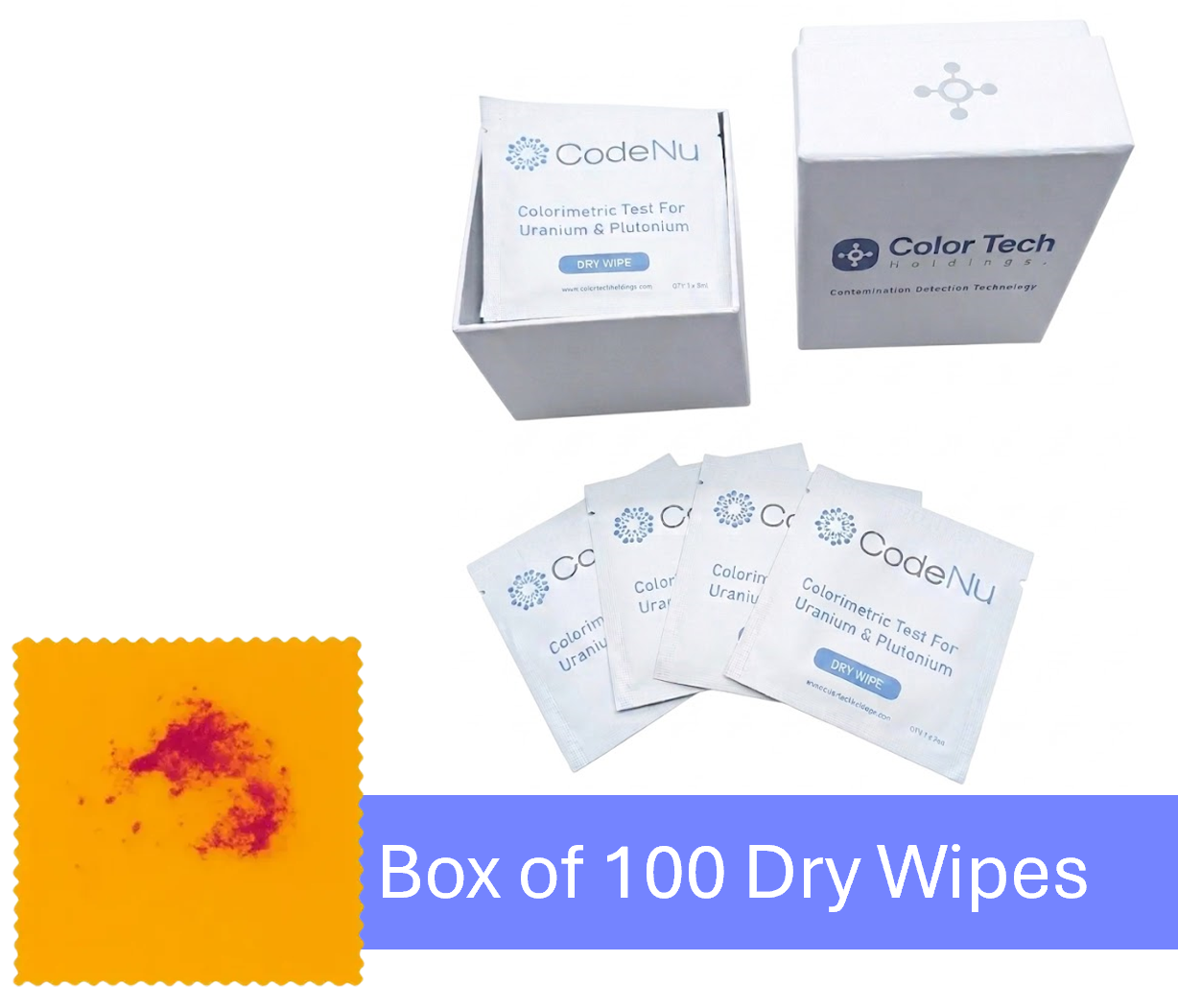 Box of 100 - CodeNu - Uranium & Plutonium Detection Dry Wipes