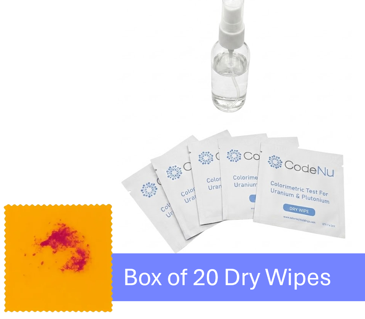 Box of 20 (Evaluation Kit) - CodeNu - Uranium & Plutonium Detection Dry Wipes