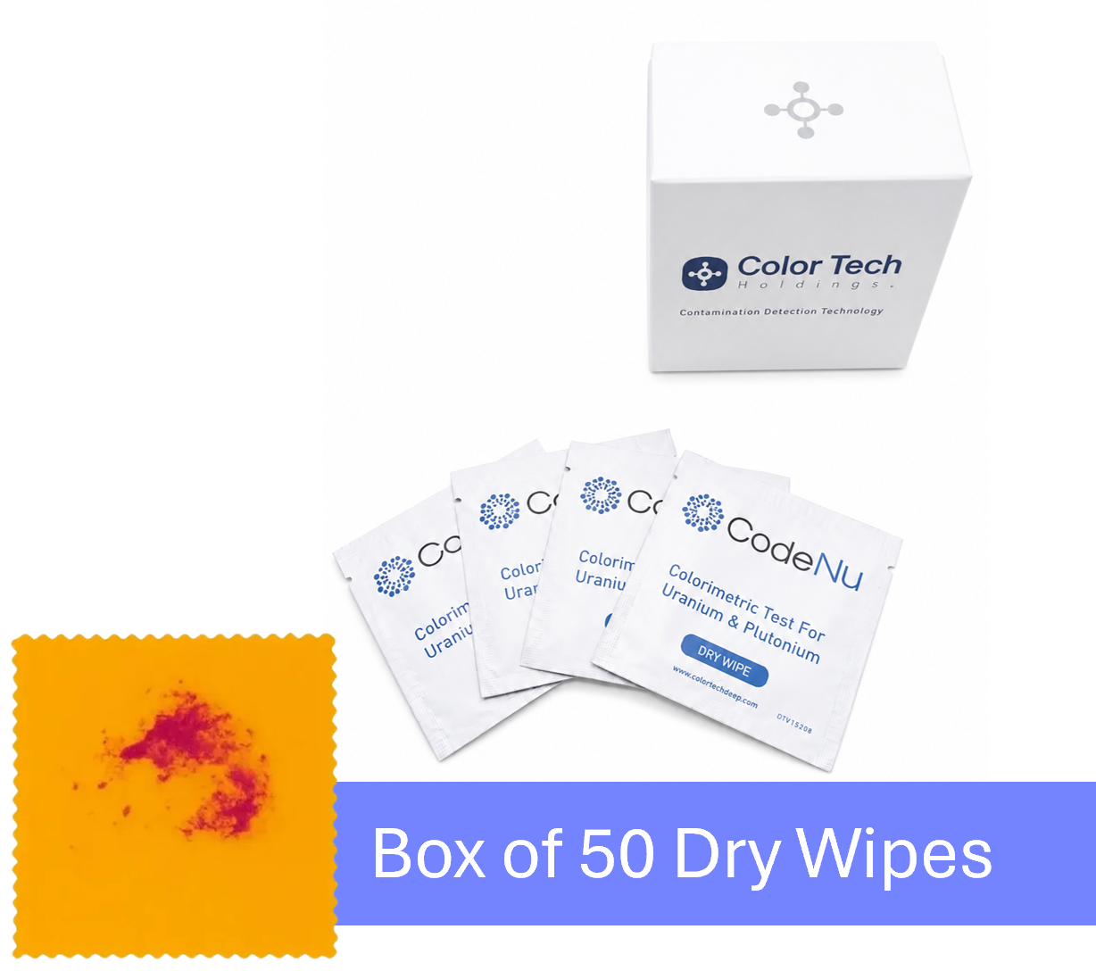 Box of 50 - CodeNu - Uranium & Plutonium Detection Dry Wipes