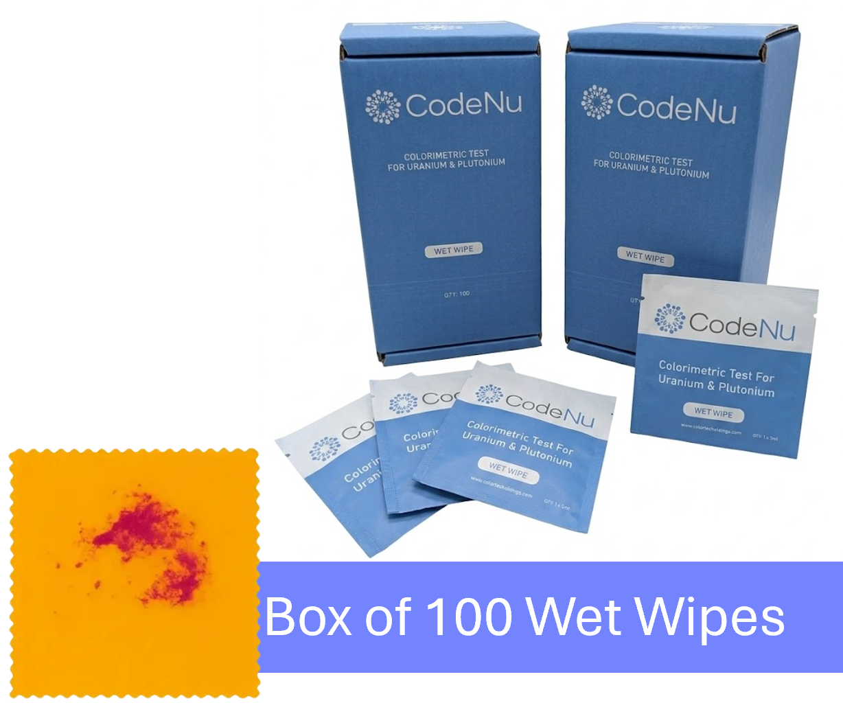 Box of 100 - CodeNu - Uranium & Plutonium Detection Wet Wipe